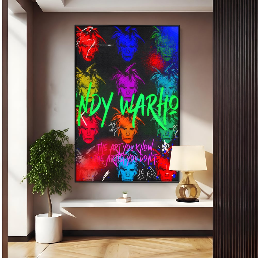 Tablou canvas cu tablou canvas cu portrete pop art andy warhol, in rama de aluminiu negru